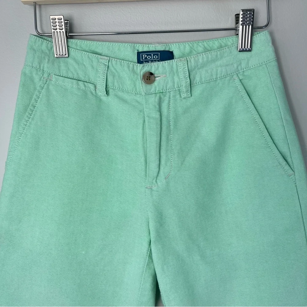 VTG Polo Ralph Lauren Kids 8 Mint Green Classic Khaki Pants Chinos Yellow Pony